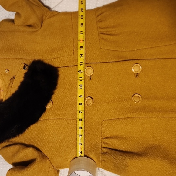 Vintage Sears Mustard Colored Wool Blend and Fur Trim Coat - Picture 11 of 12
